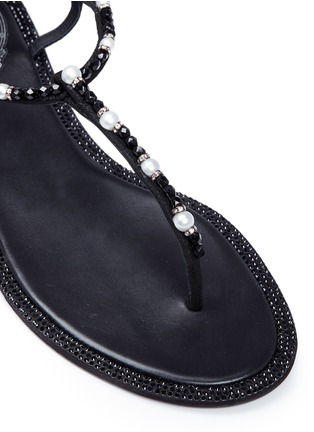 Detail View - Click To Enlarge - RENÉ CAOVILLA - Faux pearl beaded leather sandals