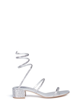 Main View - Click To Enlarge - RENÉ CAOVILLA - 'Snake' strass spring coil anklet satin sandals