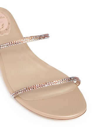 Detail View - Click To Enlarge - RENÉ CAOVILLA - 'Snake' strass spring coil anklet satin sandals