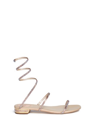 Main View - Click To Enlarge - RENÉ CAOVILLA - 'Snake' strass spring coil anklet satin sandals