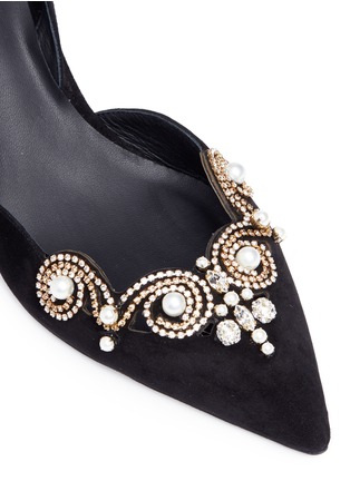 Detail View - Click To Enlarge - RENÉ CAOVILLA - Faux pearl strass embellished slingback pumps