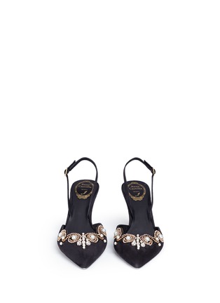 Front View - Click To Enlarge - RENÉ CAOVILLA - Faux pearl strass embellished slingback pumps