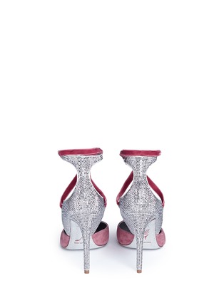 Back View - Click To Enlarge - RENÉ CAOVILLA - Strass embellished velvet lace-up suede d'Orsay pumps