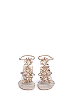 Front View - Click To Enlarge - RENÉ CAOVILLA - Strass embellished snakeskin leather sandals