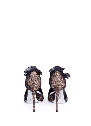 Back View - Click To Enlarge - RENÉ CAOVILLA - Strass embellished ruffle floral lace sandals