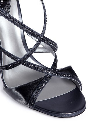 Detail View - Click To Enlarge - RENÉ CAOVILLA - Strass pavé cross strap velvet sandals