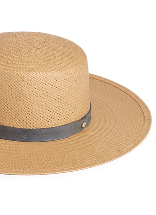Detail View - Click To Enlarge - JANESSA LEONÉ - 'Alaia' suede band packable straw bolero hat