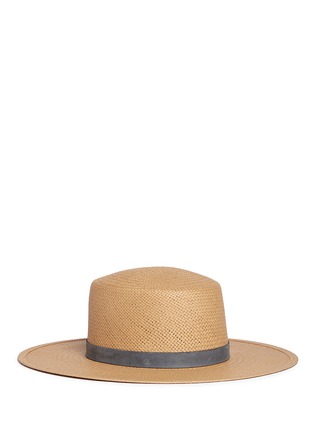 Main View - Click To Enlarge - JANESSA LEONÉ - 'Alaia' suede band packable straw bolero hat