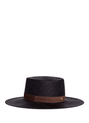 Figure View - Click To Enlarge - JANESSA LEONÉ - 'Lina' suede band Panama straw boater hat
