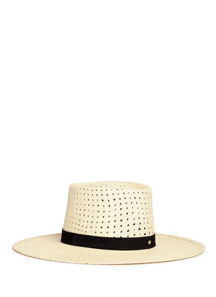 Figure View - Click To Enlarge - JANESSA LEONÉ - 'Maxime' suede band Panama straw hat