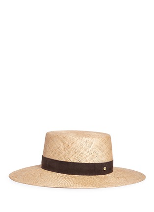 Figure View - Click To Enlarge - JANESSA LEONÉ - 'Jade' suede band straw boater hat