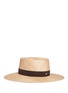 Figure View - Click To Enlarge - JANESSA LEONÉ - 'Jade' suede band straw boater hat