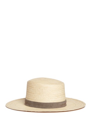 Main View - Click To Enlarge - JANESSA LEONÉ - 'Isabelle' suede band straw boater hat