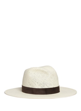 Main View - Click To Enlarge - JANESSA LEONÉ - 'Marcell' suede band packable straw fedora hat