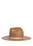 Main View - Click To Enlarge - JANESSA LEONÉ - 'Adriana' suede band packable straw fedora hat