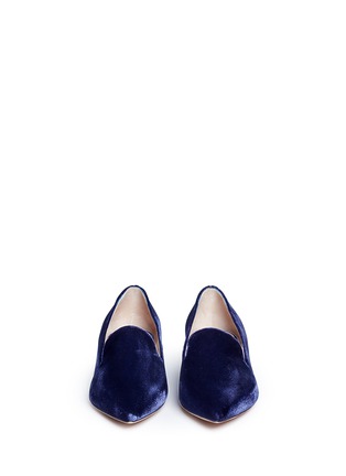 Front View - Click To Enlarge - NICHOLAS KIRKWOOD - 'Casati' faux pearl heel velvet skimmer loafers