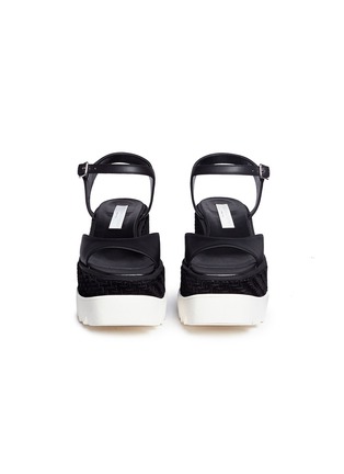 Front View - Click To Enlarge - STELLA MCCARTNEY - 'Elyse' woven velvet platform sandals