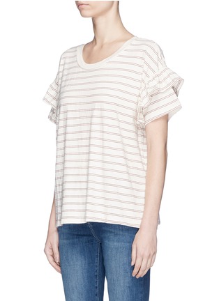 Front View - Click To Enlarge - CURRENT/ELLIOTT - 'The Ruffle Roadie' stripe T-shirt