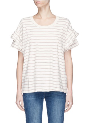 Main View - Click To Enlarge - CURRENT/ELLIOTT - 'The Ruffle Roadie' stripe T-shirt