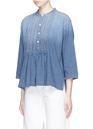 Front View - Click To Enlarge - CURRENT/ELLIOTT - 'The Pintuck' pleated bib stripe shirt