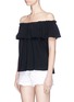 Front View - Click To Enlarge - CURRENT/ELLIOTT - 'The Ruffle' off-shoulder jersey top