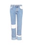 Main View - Click To Enlarge - CURRENT/ELLIOTT - 'The DIY Original Straight' repair patch cropped jeans