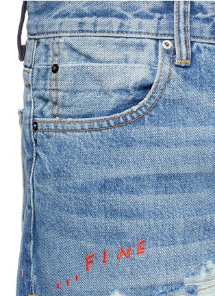 Detail View - Click To Enlarge - ALEXANDER WANG - 'No After Party' print embroidered slogan denim shorts