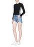 Figure View - Click To Enlarge - ALEXANDER WANG - 'No After Party' print embroidered slogan denim shorts