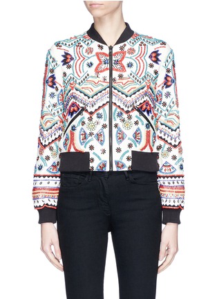 Main View - Click To Enlarge - ALICE & OLIVIA - 'Lonnie' beaded ethnic motif silk bomber jacket
