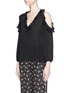 Front View - Click To Enlarge - ALICE & OLIVIA - 'Gia' ruffle cold shoulder crépon blouse
