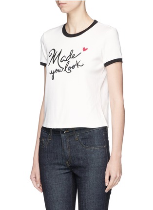 Front View - Click To Enlarge - ALICE & OLIVIA - 'Rylyn' slogan embroidered ringer T-shirt