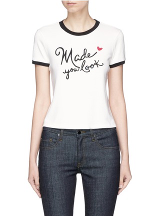 Main View - Click To Enlarge - ALICE & OLIVIA - 'Rylyn' slogan embroidered ringer T-shirt