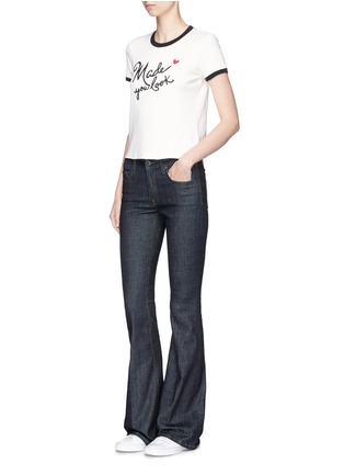Figure View - Click To Enlarge - ALICE & OLIVIA - 'Rylyn' slogan embroidered ringer T-shirt