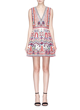 Main View - Click To Enlarge - ALICE & OLIVIA - 'Patty' beaded ethnic motif canvas dress