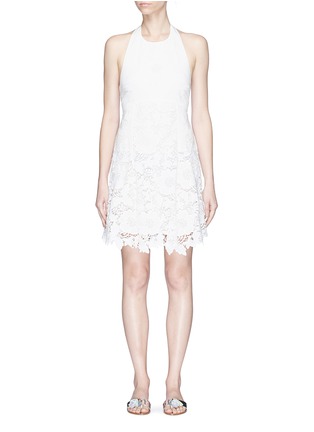 Main View - Click To Enlarge - ALICE & OLIVIA - 'Susan' floral embroidered poplin and lace halterneck dress
