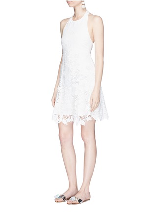 Figure View - Click To Enlarge - ALICE & OLIVIA - 'Susan' floral embroidered poplin and lace halterneck dress