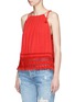 Front View - Click To Enlarge - ALICE & OLIVIA - 'Danya' lace panel shoulder tie top