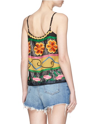 Back View - Click To Enlarge - ALICE & OLIVIA - 'Moran' lace panel floral embroidered top