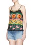 Front View - Click To Enlarge - ALICE & OLIVIA - 'Moran' lace panel floral embroidered top