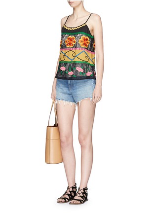 Figure View - Click To Enlarge - ALICE & OLIVIA - 'Moran' lace panel floral embroidered top