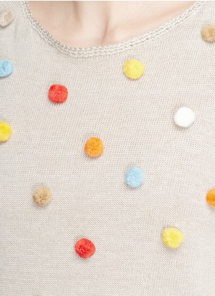 Detail View - Click To Enlarge - ALICE & OLIVIA - 'Norma' pompom linen-cotton sleeveless sweater