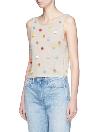 Front View - Click To Enlarge - ALICE & OLIVIA - 'Norma' pompom linen-cotton sleeveless sweater
