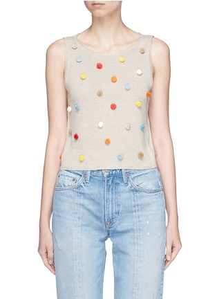 Main View - Click To Enlarge - ALICE & OLIVIA - 'Norma' pompom linen-cotton sleeveless sweater