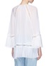 Back View - Click To Enlarge - ALICE & OLIVIA - 'Luma' neck tie bell sleeve lace trim silk top