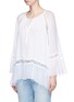 Front View - Click To Enlarge - ALICE & OLIVIA - 'Luma' neck tie bell sleeve lace trim silk top