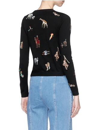 Back View - Click To Enlarge - ALICE & OLIVIA - 'Ruthy' animal embroidered patch cardigan