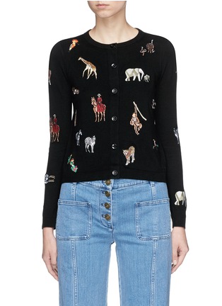 Main View - Click To Enlarge - ALICE & OLIVIA - 'Ruthy' animal embroidered patch cardigan