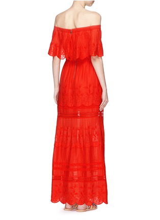 Back View - Click To Enlarge - ALICE & OLIVIA - 'Pansy' floral embroidered cotton off-shoulder dress