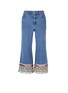 Main View - Click To Enlarge - ALICE & OLIVIA - 'Beta' zigzag stripe embroidered cropped wide leg jeans