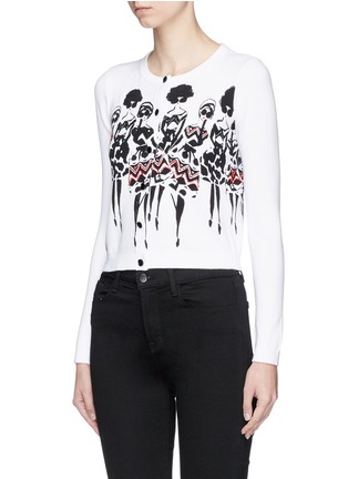Front View - Click To Enlarge - ALICE & OLIVIA - Beaded Stacey print cardigan